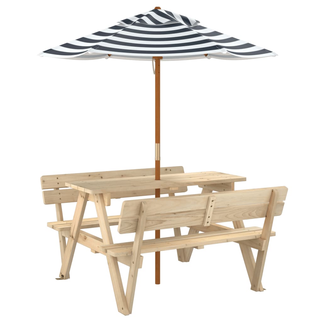 Picknicktafel voor 4 kinderen met parasol massief vurenhout is nu te koop bij PeponiXL, paradijselijk wonen!