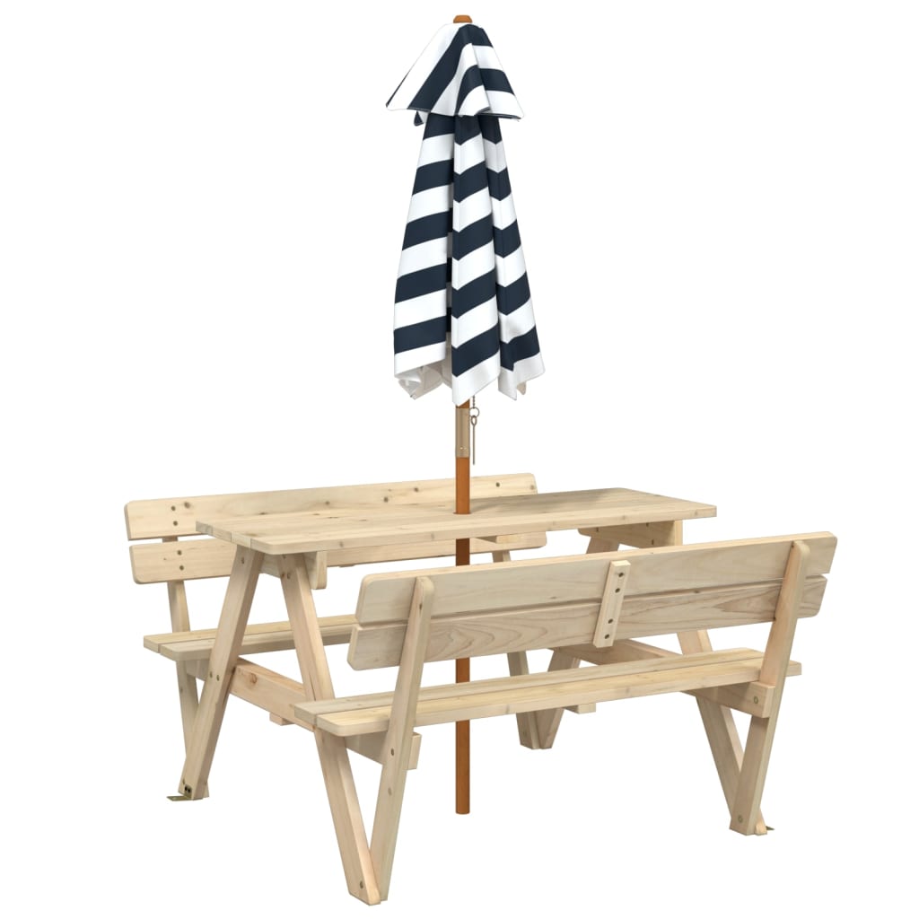Picknicktafel voor 4 kinderen met parasol massief vurenhout is nu te koop bij PeponiXL, paradijselijk wonen!