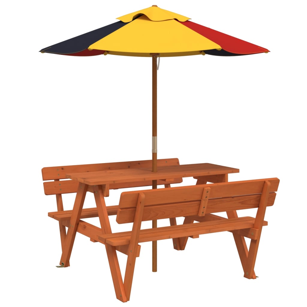 Picknicktafel voor 4 kinderen met parasol massief vurenhout is nu te koop bij PeponiXL, paradijselijk wonen!