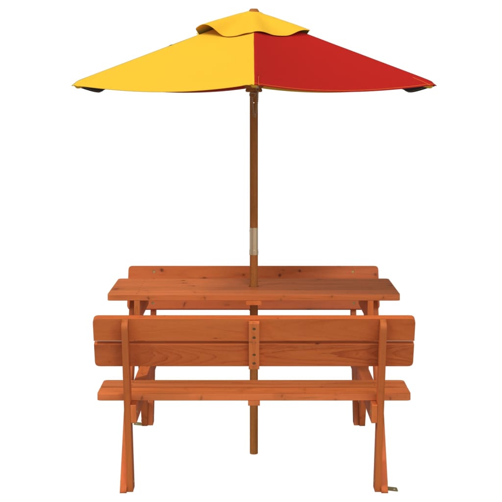 Picknicktafel voor 4 kinderen met parasol massief vurenhout is nu te koop bij PeponiXL, paradijselijk wonen!