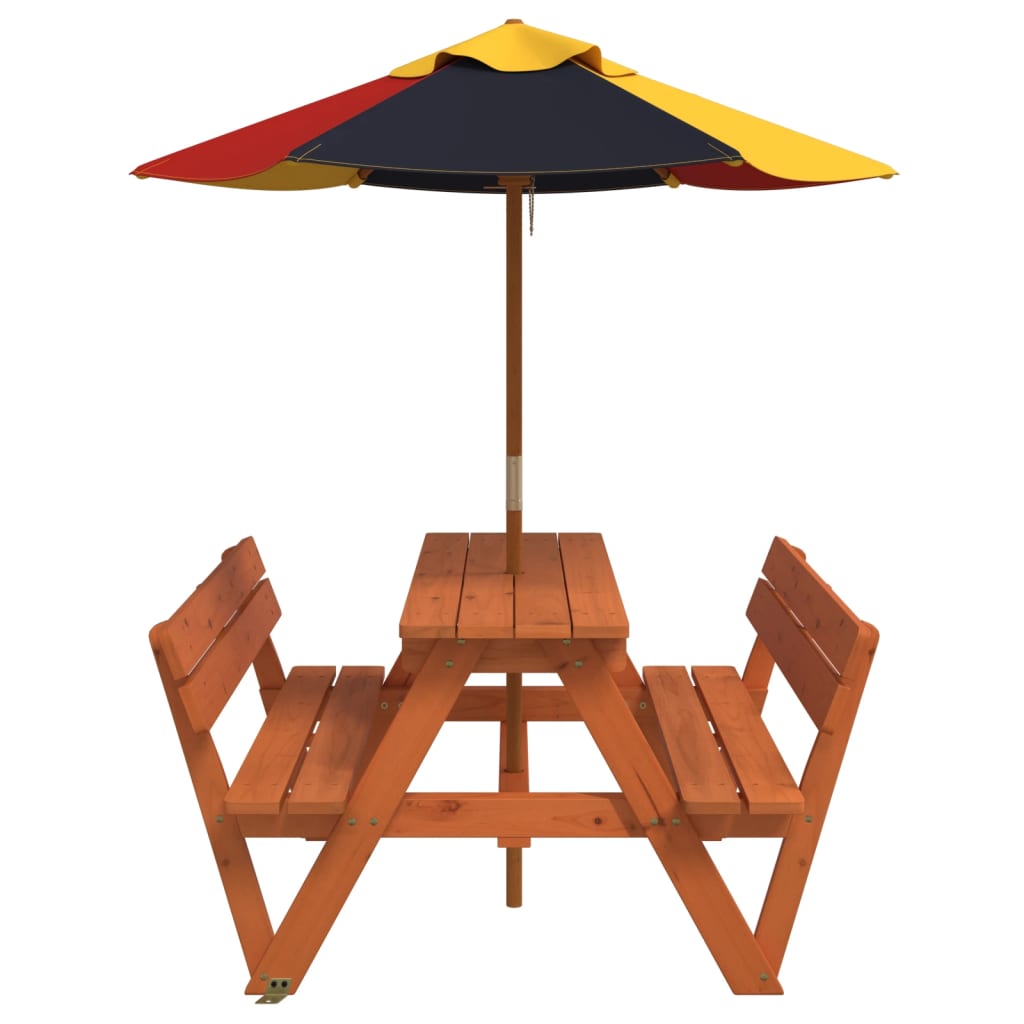 Picknicktafel voor 4 kinderen met parasol massief vurenhout is nu te koop bij PeponiXL, paradijselijk wonen!