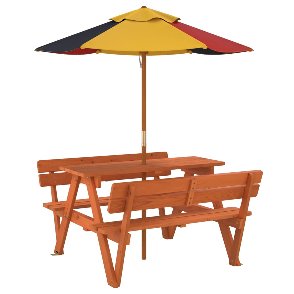 Picknicktafel voor 4 kinderen met parasol massief vurenhout is nu te koop bij PeponiXL, paradijselijk wonen!