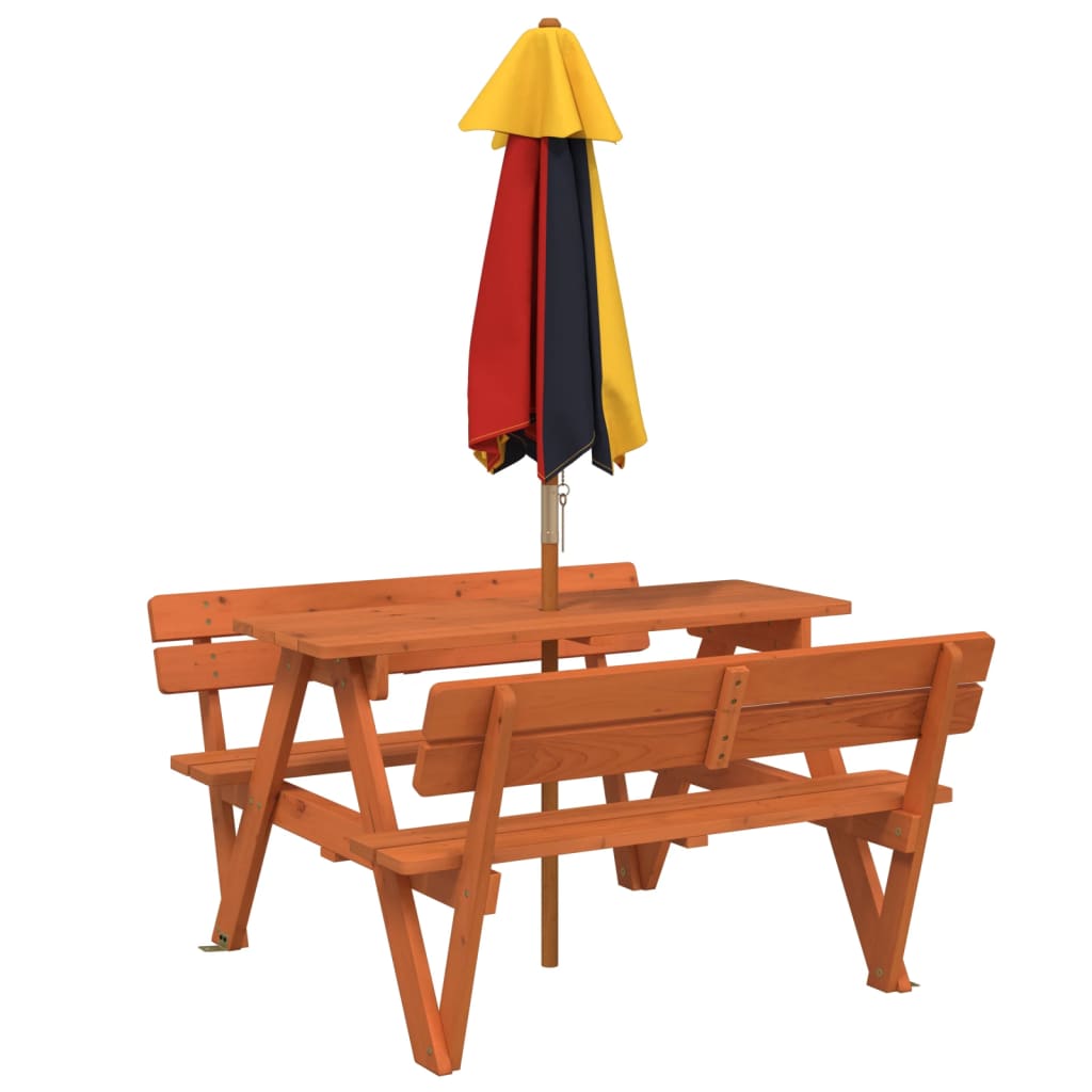Picknicktafel voor 4 kinderen met parasol massief vurenhout is nu te koop bij PeponiXL, paradijselijk wonen!