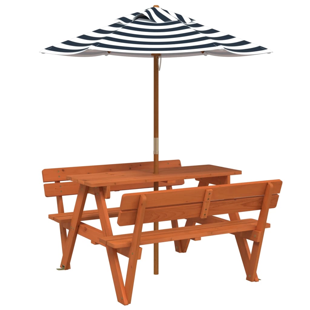 Picknicktafel voor 4 kinderen met parasol massief vurenhout is nu te koop bij PeponiXL, paradijselijk wonen!
