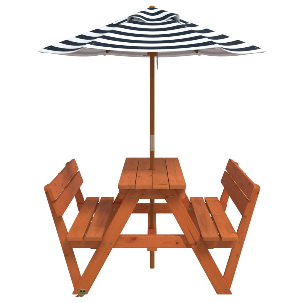 Picknicktafel voor 4 kinderen met parasol massief vurenhout is nu te koop bij PeponiXL, paradijselijk wonen!