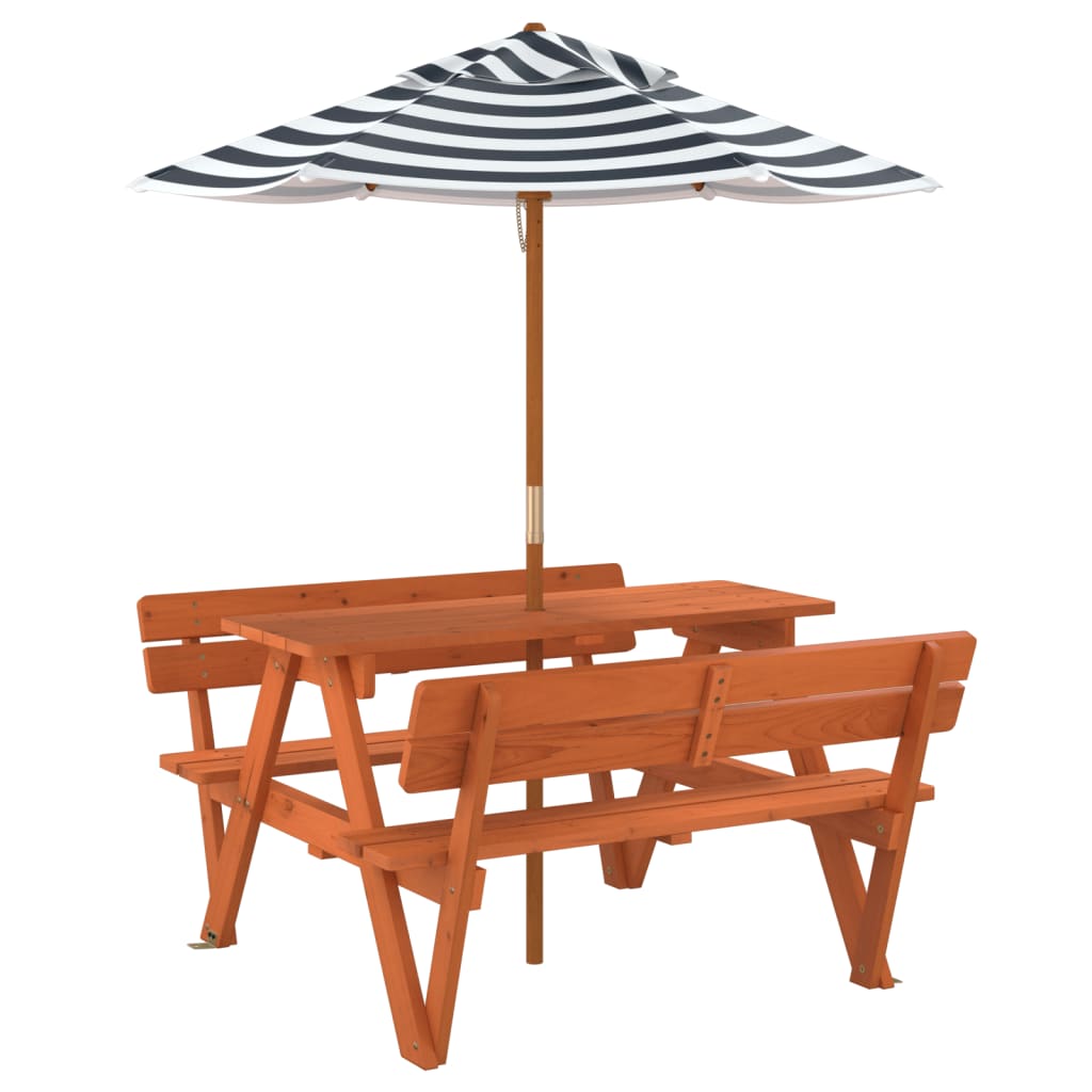 Picknicktafel voor 4 kinderen met parasol massief vurenhout is nu te koop bij PeponiXL, paradijselijk wonen!