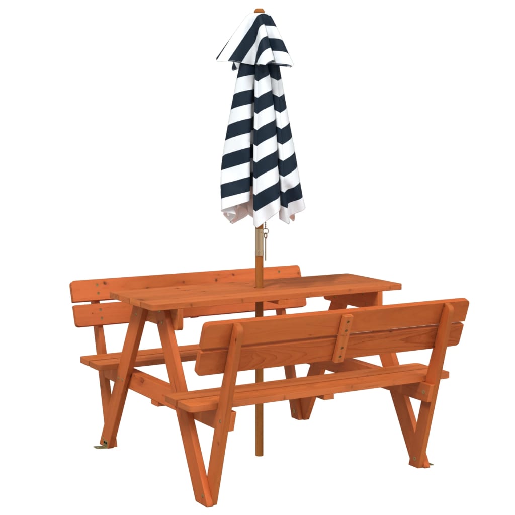Picknicktafel voor 4 kinderen met parasol massief vurenhout is nu te koop bij PeponiXL, paradijselijk wonen!