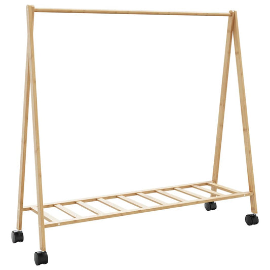 Kledingrek met schappen en wielen 106x34x106,5 cm bamboe is nu te koop bij PeponiXL, paradijselijk wonen!
