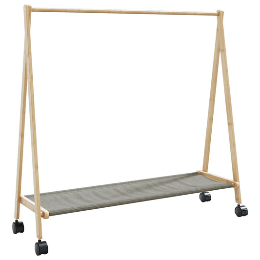 Kledingrek met schappen en wielen 106x34x106,5 cm bamboe is nu te koop bij PeponiXL, paradijselijk wonen!