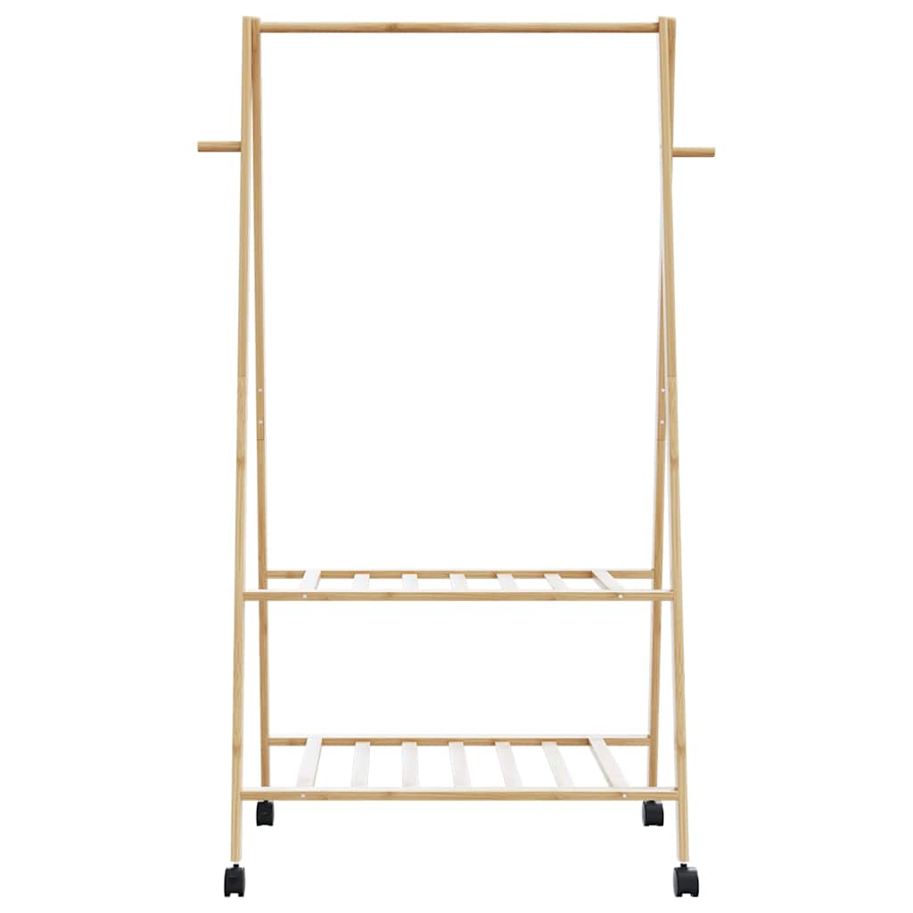 Kledingrek met schappen en wielen 96x45,5x155,5 cm bamboe is nu te koop bij PeponiXL, paradijselijk wonen!