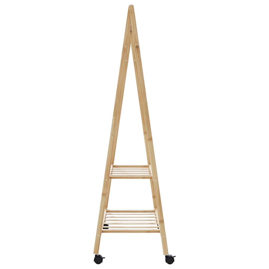 Kledingrek met schappen en wielen 96x45,5x155,5 cm bamboe is nu te koop bij PeponiXL, paradijselijk wonen!