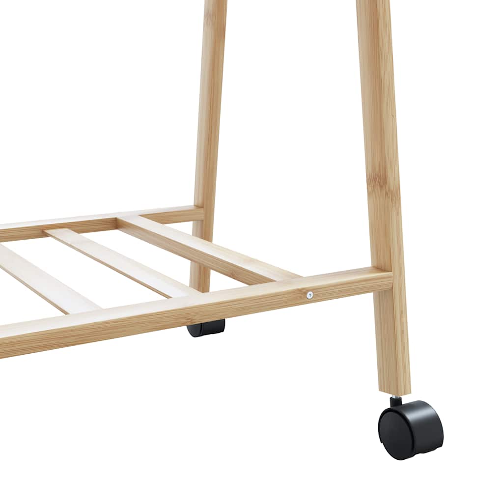 Kledingrek met schappen en wielen 96x45,5x155,5 cm bamboe is nu te koop bij PeponiXL, paradijselijk wonen!