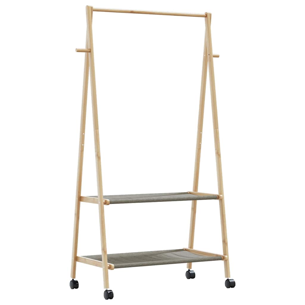 Kledingrek met schappen en wielen 96x45,5x155,5 cm bamboe is nu te koop bij PeponiXL, paradijselijk wonen!