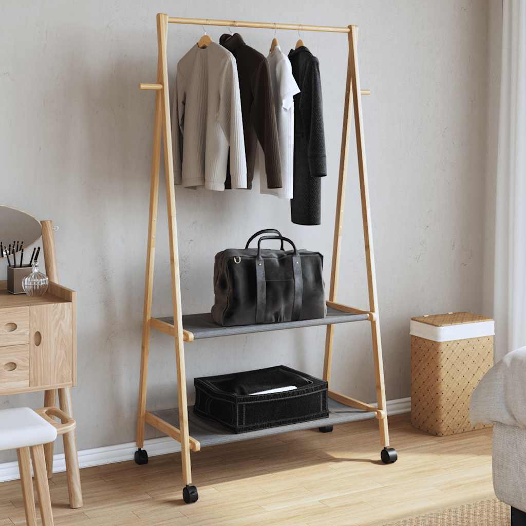 Kledingrek met schappen en wielen 96x45,5x155,5 cm bamboe is nu te koop bij PeponiXL, paradijselijk wonen!