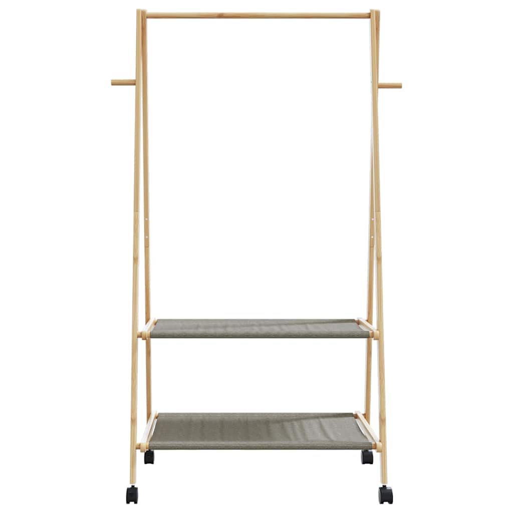 Kledingrek met schappen en wielen 96x45,5x155,5 cm bamboe is nu te koop bij PeponiXL, paradijselijk wonen!