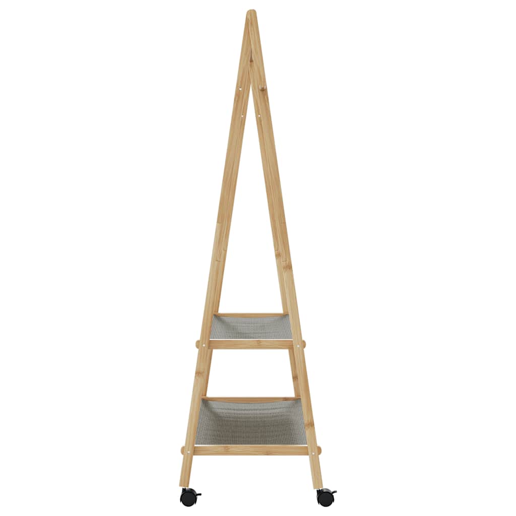 Kledingrek met schappen en wielen 96x45,5x155,5 cm bamboe is nu te koop bij PeponiXL, paradijselijk wonen!