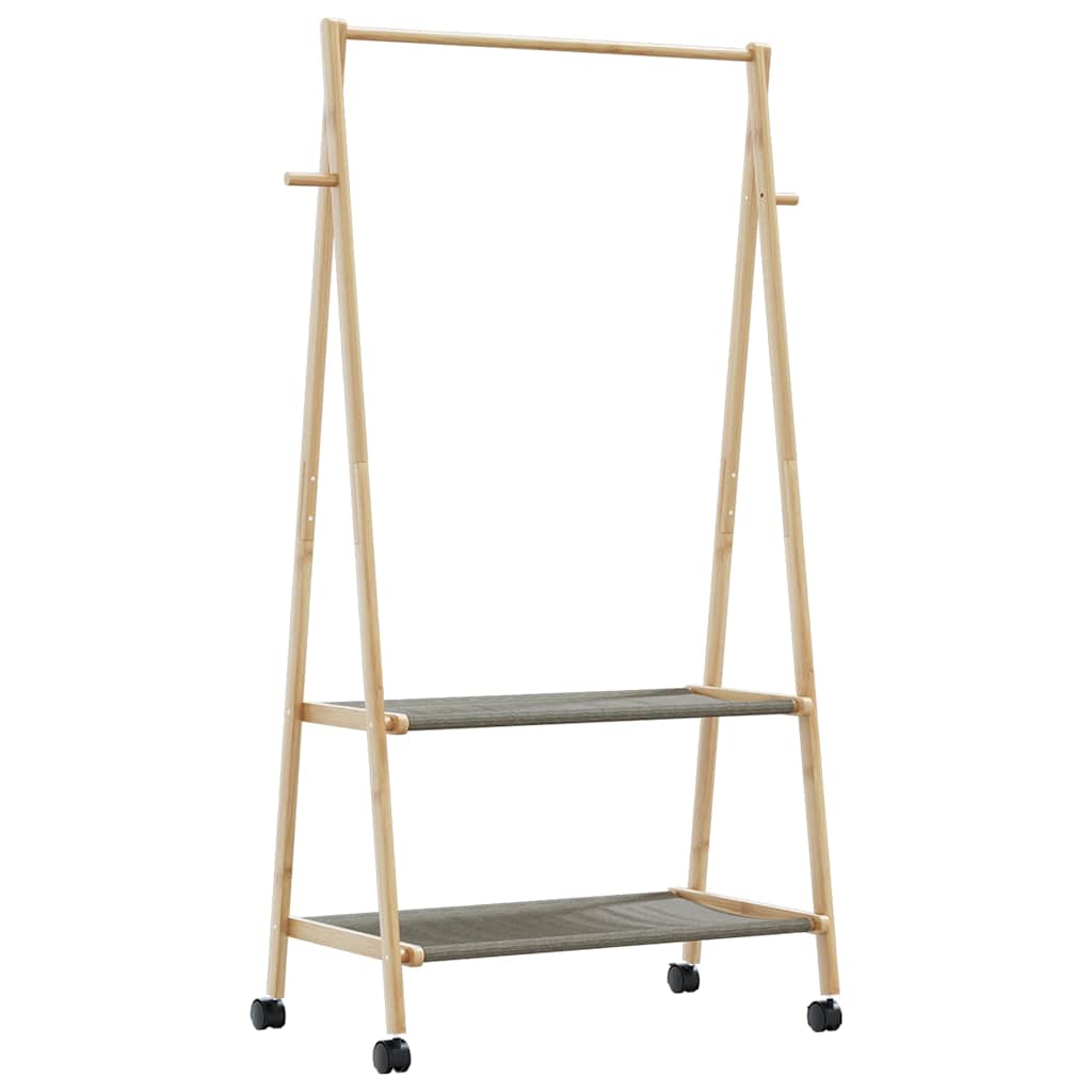 Kledingrek met schappen en wielen 96x45,5x155,5 cm bamboe is nu te koop bij PeponiXL, paradijselijk wonen!