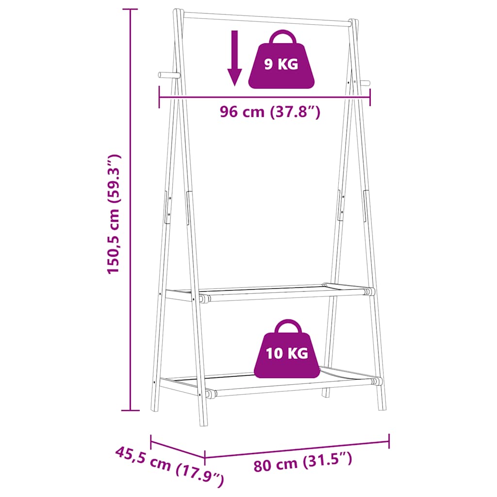 Kledingrek met schappen 96x45,5x150,5 cm bamboe is nu te koop bij PeponiXL, paradijselijk wonen!