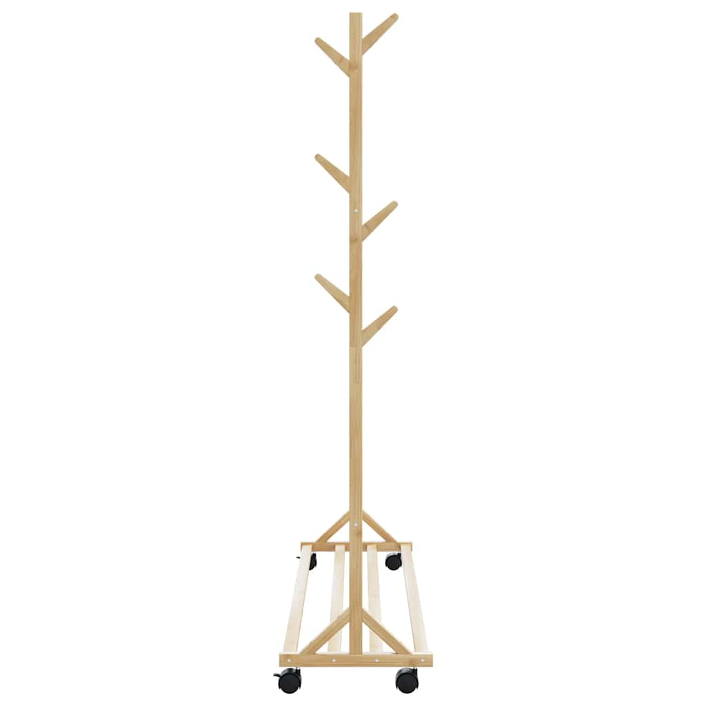 Kledingrek met haken en wielen 100x35x157 cm bamboe is nu te koop bij PeponiXL, paradijselijk wonen!