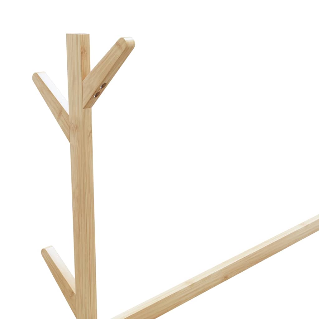 Kledingrek met haken en wielen 100x35x157 cm bamboe is nu te koop bij PeponiXL, paradijselijk wonen!