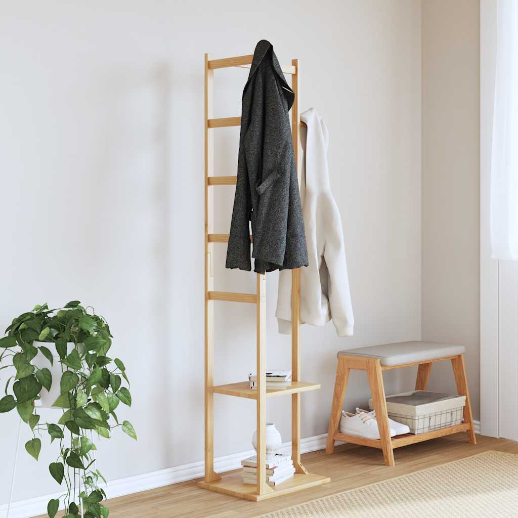 Kapstok met haken en schappen 38,5x30x156 cm bamboe is nu te koop bij PeponiXL, paradijselijk wonen!