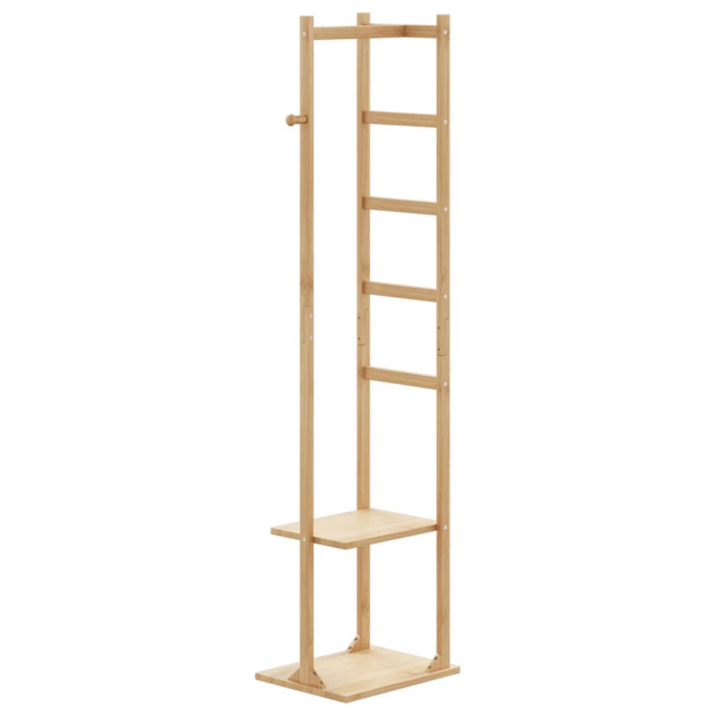 Kapstok met haken en schappen 38,5x30x156 cm bamboe is nu te koop bij PeponiXL, paradijselijk wonen!