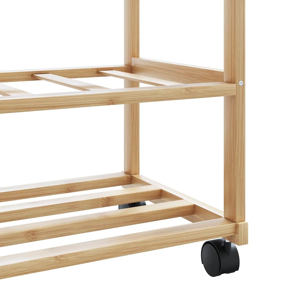 Kledingrek met schappen en wielen 100x38x175,5 cm bamboe is nu te koop bij PeponiXL, paradijselijk wonen!