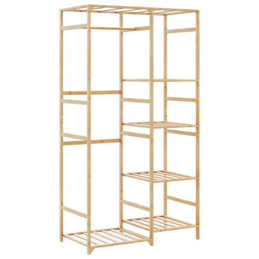 Kledingrek met schappen 100x50x184,5 cm bamboe is nu te koop bij PeponiXL, paradijselijk wonen!
