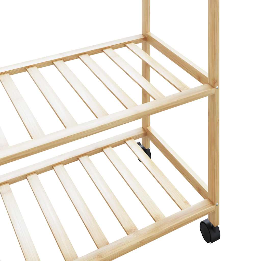 Kledingrek met schappen en wielen 90x40x179,5 cm bamboe is nu te koop bij PeponiXL, paradijselijk wonen!