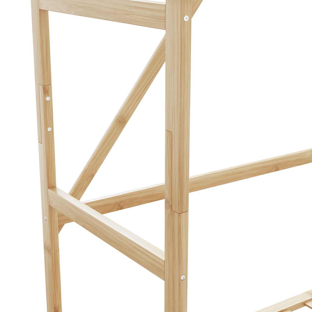 Kledingrek met schappen en wielen 110x40x180 cm bamboe is nu te koop bij PeponiXL, paradijselijk wonen!