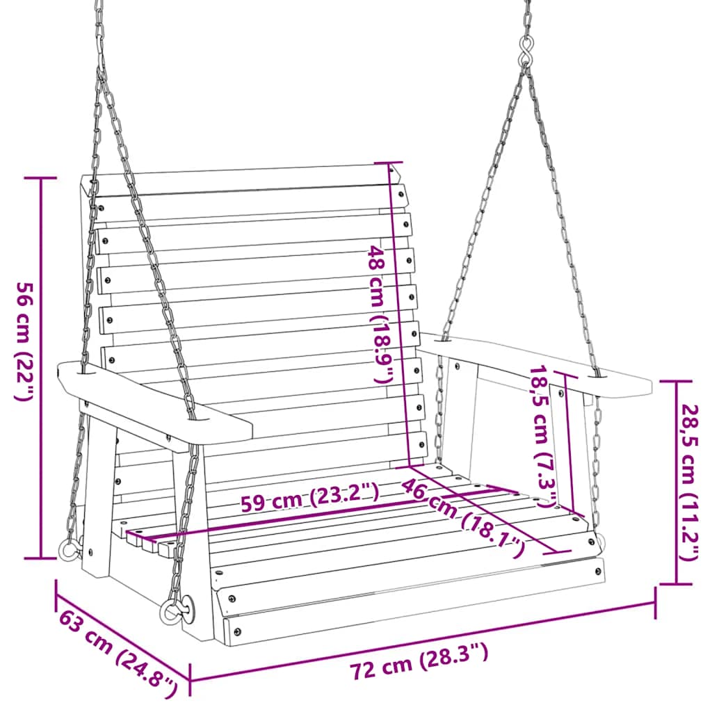 Tuinschommelstoel met metalen kettingen massief vurenhout bruin is nu te koop bij PeponiXL, paradijselijk wonen!
