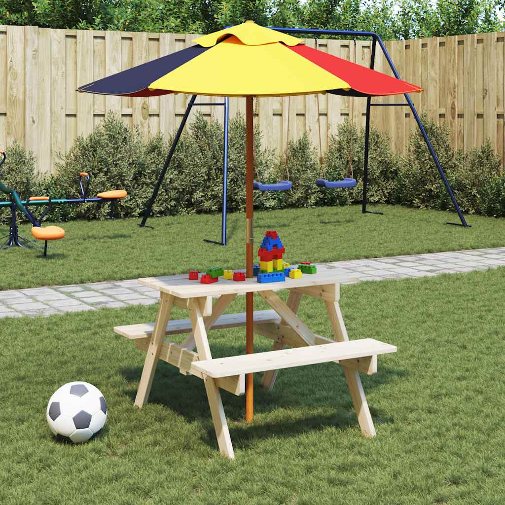 Picknicktafel voor 4 kinderen met parasolgat massief vurenhout is nu te koop bij PeponiXL, paradijselijk wonen!