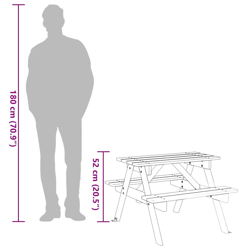 Picknicktafel voor 4 kinderen met parasolgat massief vurenhout is nu te koop bij PeponiXL, paradijselijk wonen!