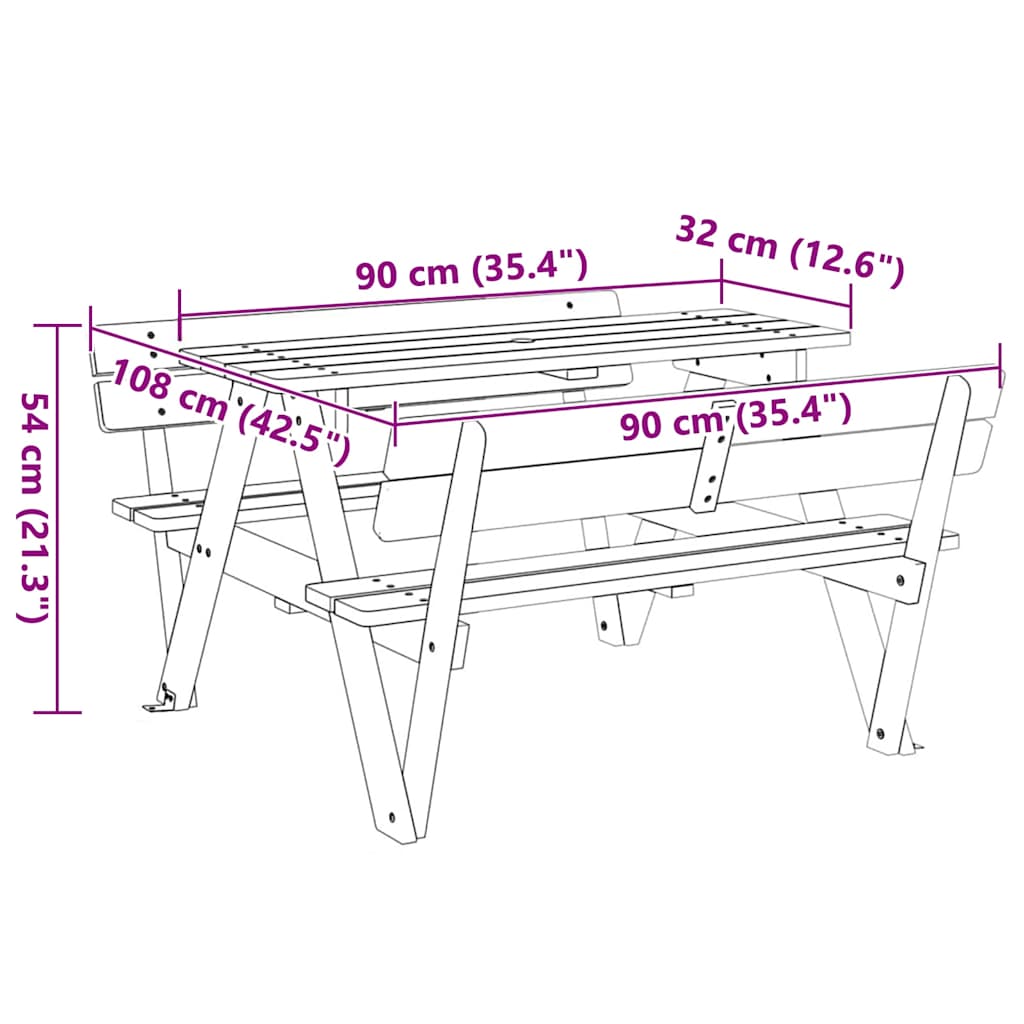 Picknicktafel voor 4 kinderen met parasolgat massief vurenhout is nu te koop bij PeponiXL, paradijselijk wonen!