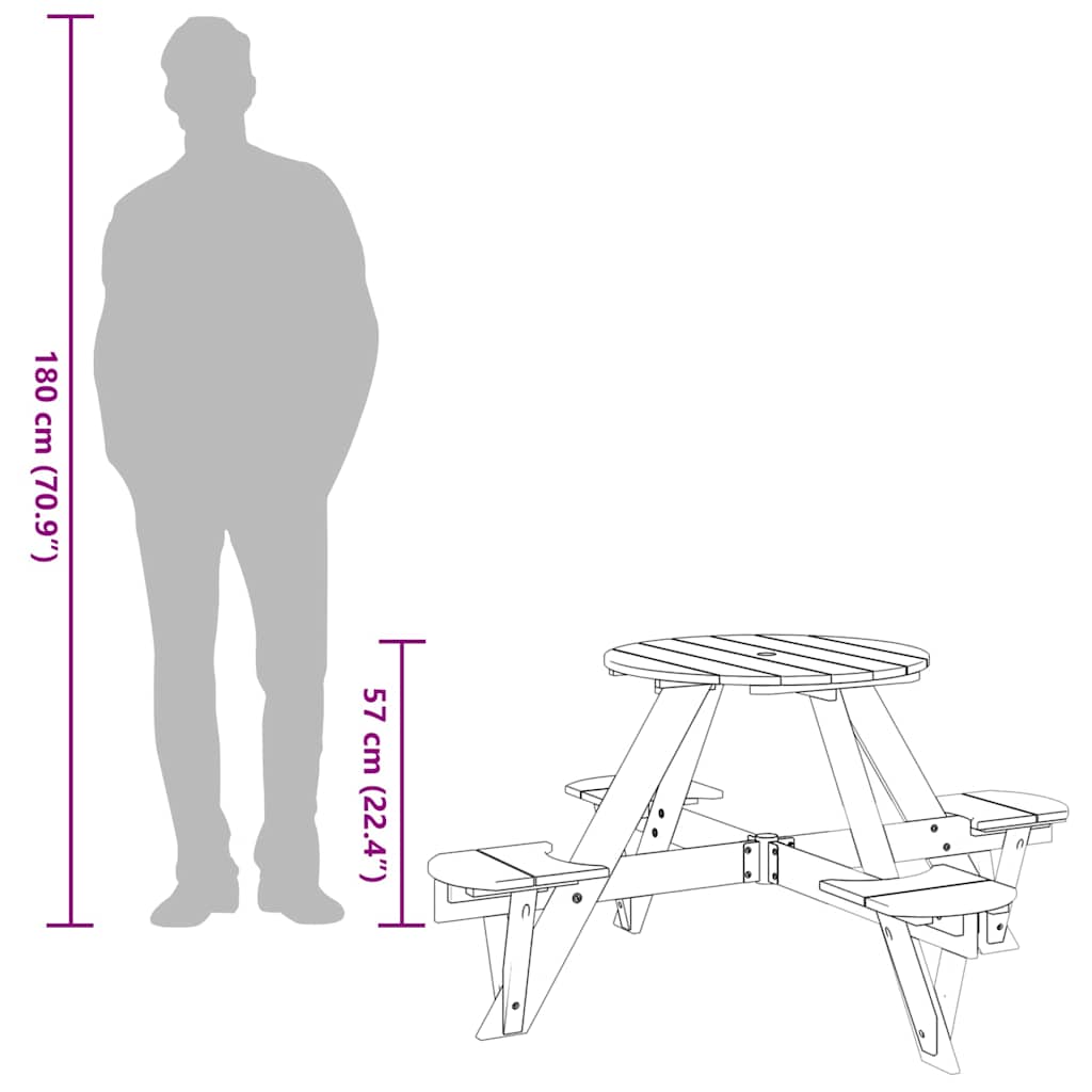 Picknicktafel voor 4 kinderen met parasolgat rond vurenhout is nu te koop bij PeponiXL, paradijselijk wonen!