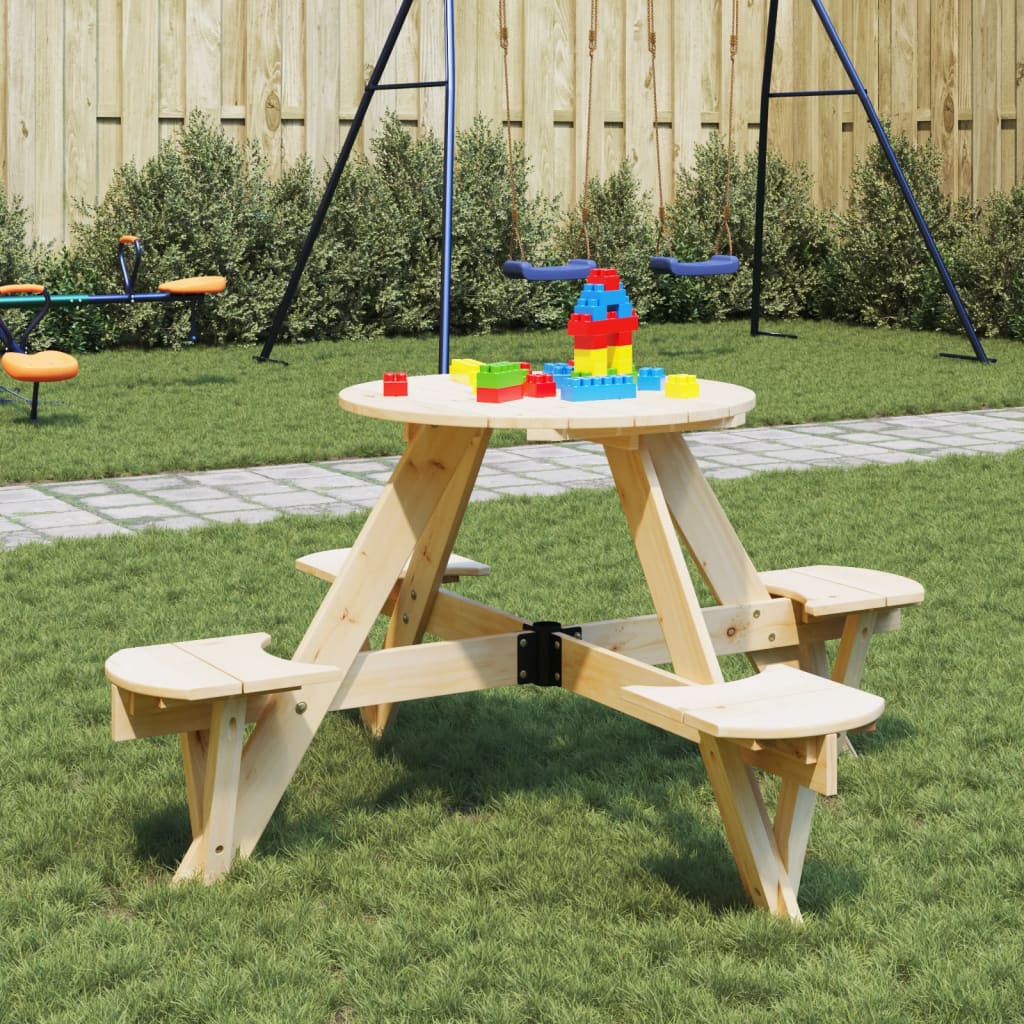Picknicktafel voor 4 kinderen met parasolgat rond vurenhout is nu te koop bij PeponiXL, paradijselijk wonen!