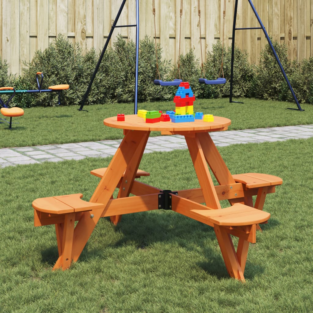 Picknicktafel voor 4 kinderen met parasolgat rond vurenhout is nu te koop bij PeponiXL, paradijselijk wonen!
