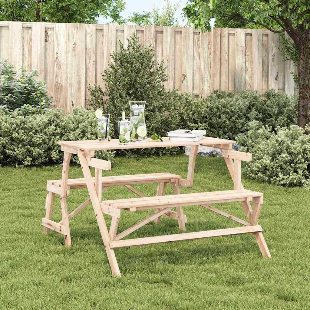 Picknicktafel met banken 2-in-1 ombouwbaar massief vurenhout is nu te koop bij PeponiXL, paradijselijk wonen!