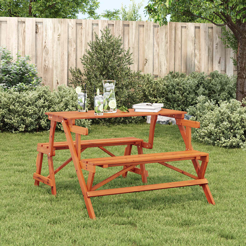 Picknicktafel met banken 2-in-1 ombouwbaar massief vurenhout is nu te koop bij PeponiXL, paradijselijk wonen!
