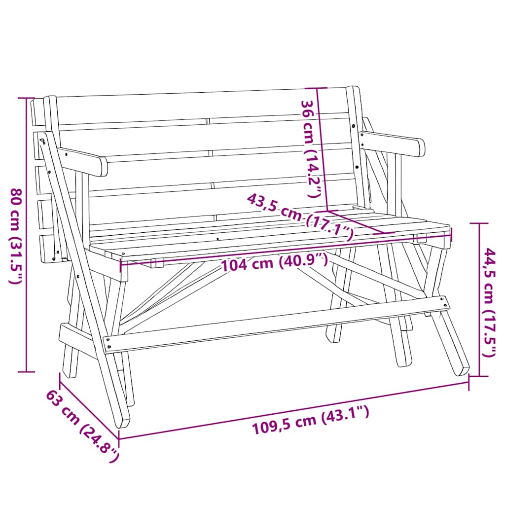 Picknicktafel met banken 2-in-1 ombouwbaar massief vurenhout is nu te koop bij PeponiXL, paradijselijk wonen!