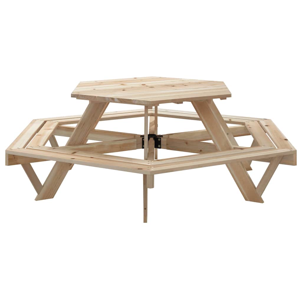 Picknicktafel voor 6 kinderen met banken zeshoekig vurenhout is nu te koop bij PeponiXL, paradijselijk wonen!