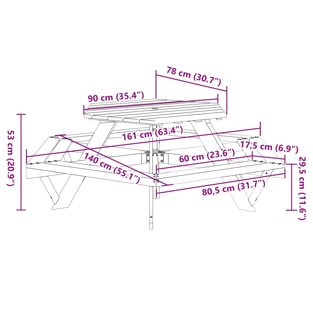 Picknicktafel voor 6 kinderen met banken zeshoekig vurenhout is nu te koop bij PeponiXL, paradijselijk wonen!