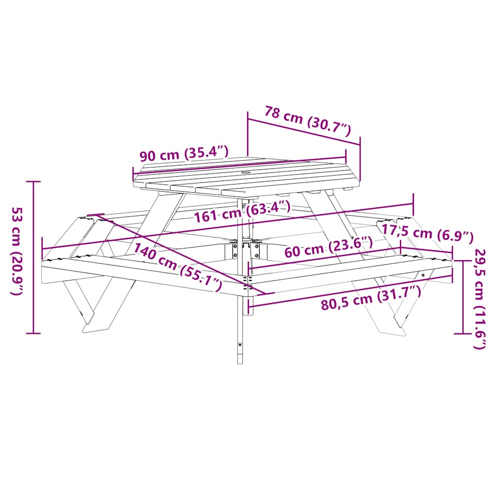 Picknicktafel voor 6 kinderen met banken zeshoekig vurenhout is nu te koop bij PeponiXL, paradijselijk wonen!