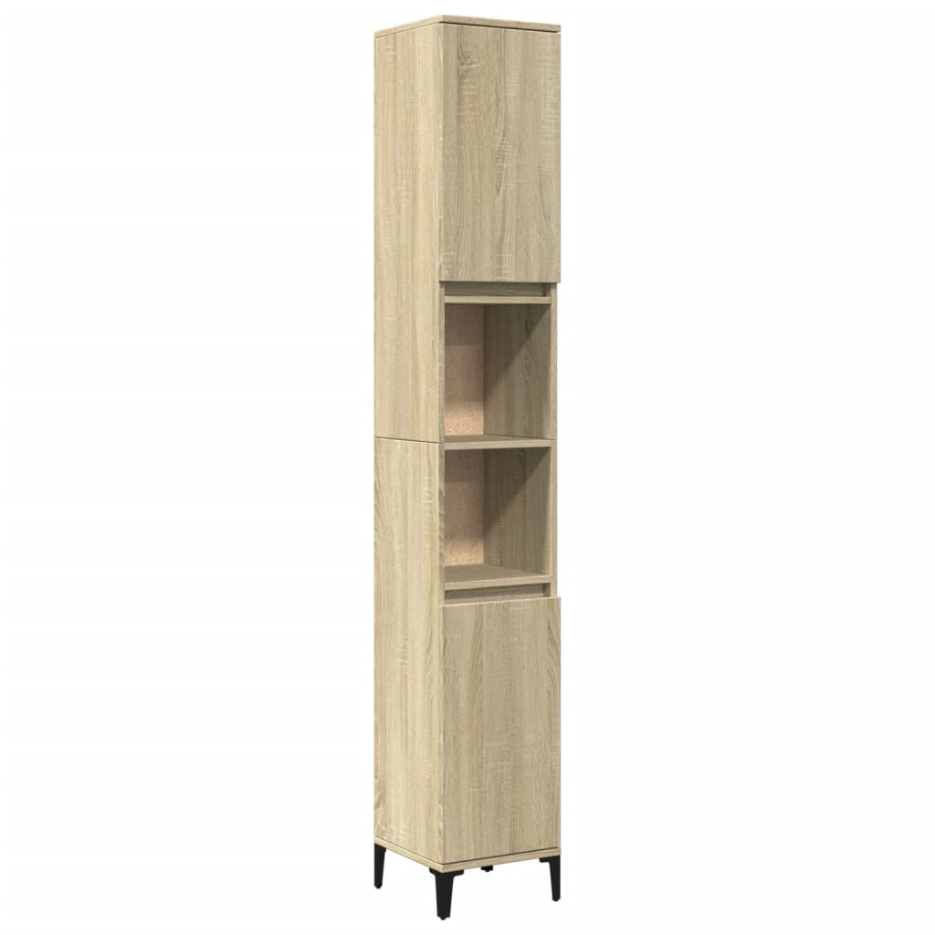 Badkamerkast 30x30x190 cm bewerkt hout sonoma eikenkleurig is nu te koop bij PeponiXL, paradijselijk wonen!