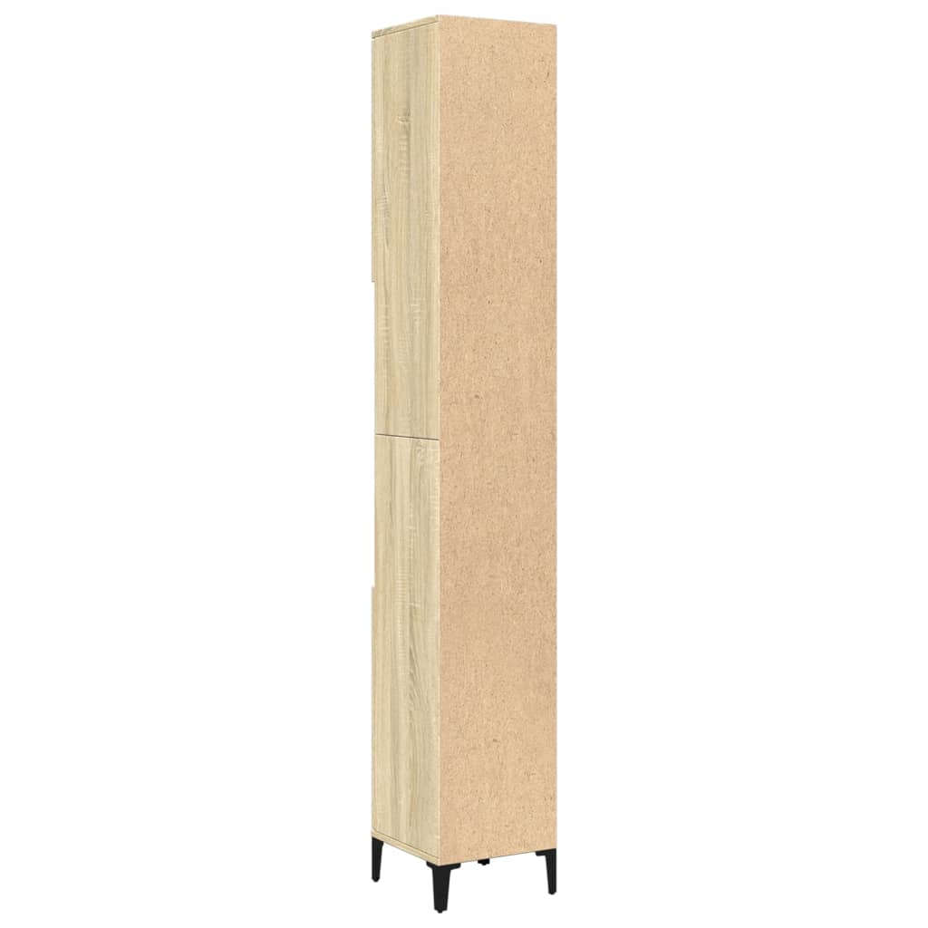 Badkamerkast 30x30x190 cm bewerkt hout sonoma eikenkleurig is nu te koop bij PeponiXL, paradijselijk wonen!