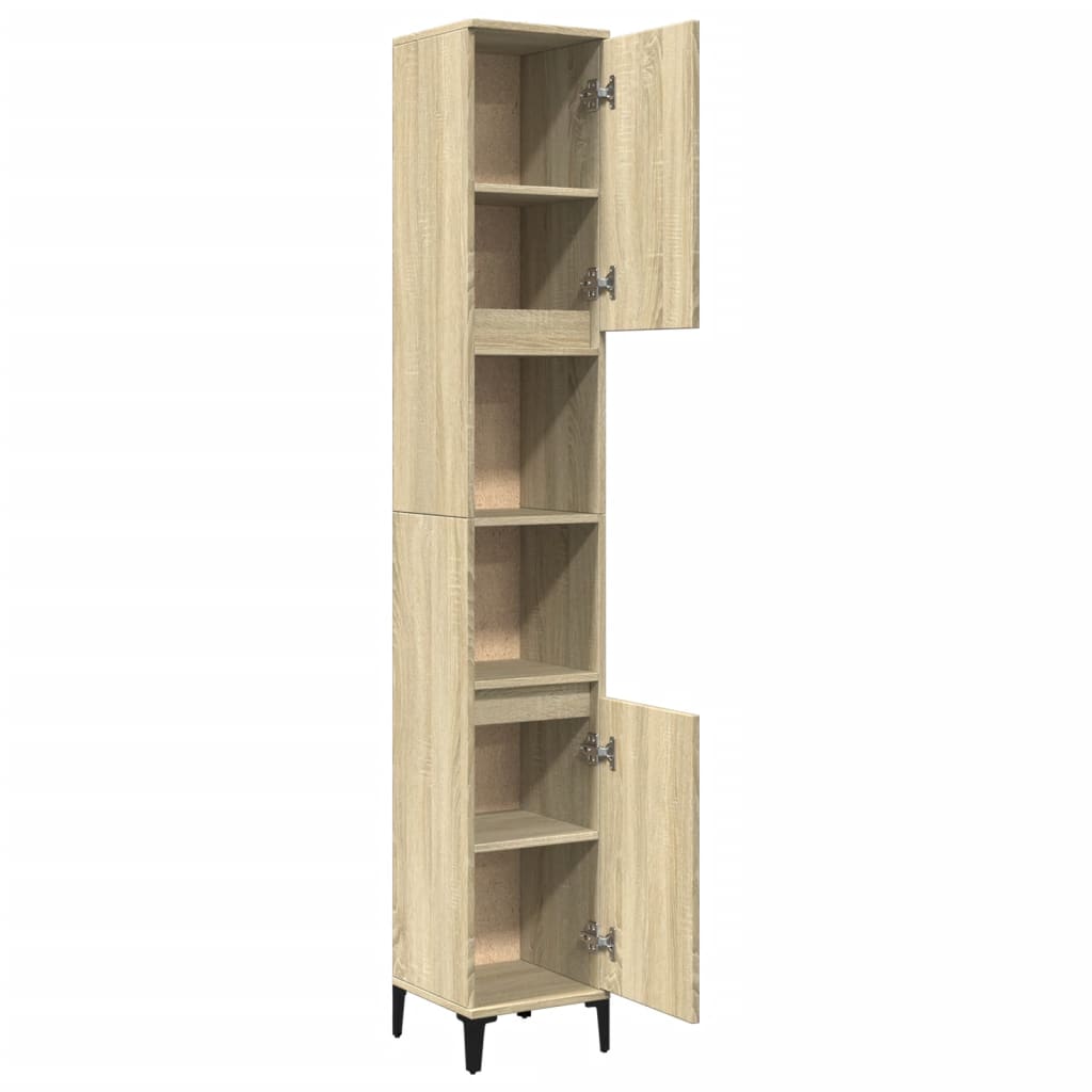 Badkamerkast 30x30x190 cm bewerkt hout sonoma eikenkleurig is nu te koop bij PeponiXL, paradijselijk wonen!