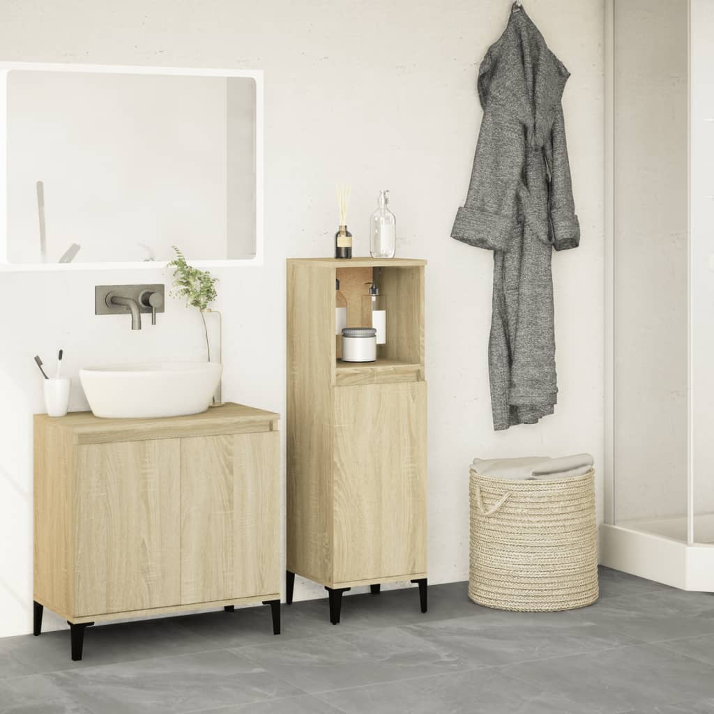 Badkamerkast 30x30x100 cm bewerkt hout sonoma eikenkleurig is nu te koop bij PeponiXL, paradijselijk wonen!