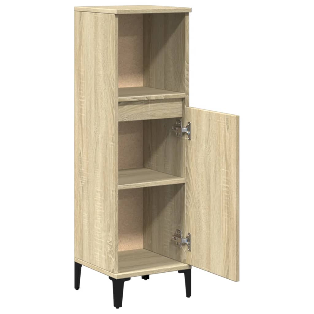 Badkamerkast 30x30x100 cm bewerkt hout sonoma eikenkleurig is nu te koop bij PeponiXL, paradijselijk wonen!