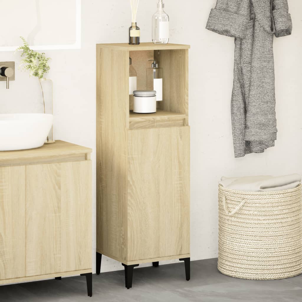 Badkamerkast 30x30x100 cm bewerkt hout sonoma eikenkleurig is nu te koop bij PeponiXL, paradijselijk wonen!
