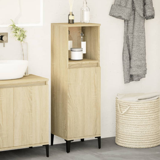 Badkamerkast 30x30x100 cm bewerkt hout sonoma eikenkleurig is nu te koop bij PeponiXL, paradijselijk wonen!